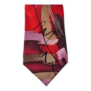 J. GARCIA Men's 100% Silk Tie Abstract Collection #50 Burgundy Red Black